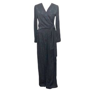 Jonathan Simkhai Julia Wrapped Wide Leg Jumpsuit Size 8 Black Crepe